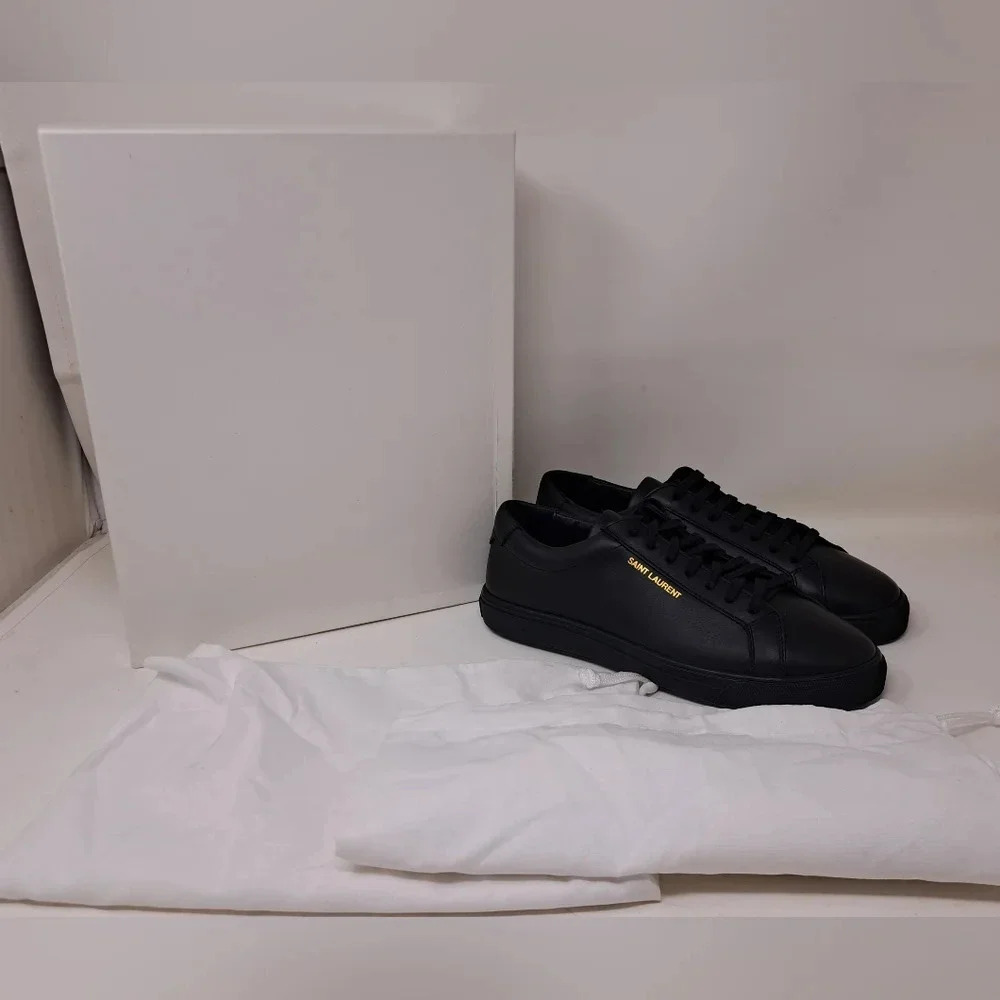 NWT Saint Laurent Andy Sneakers Shoes Low Top Black Leather Lace-Up 39 EU 9 US - Picture 16 of 16